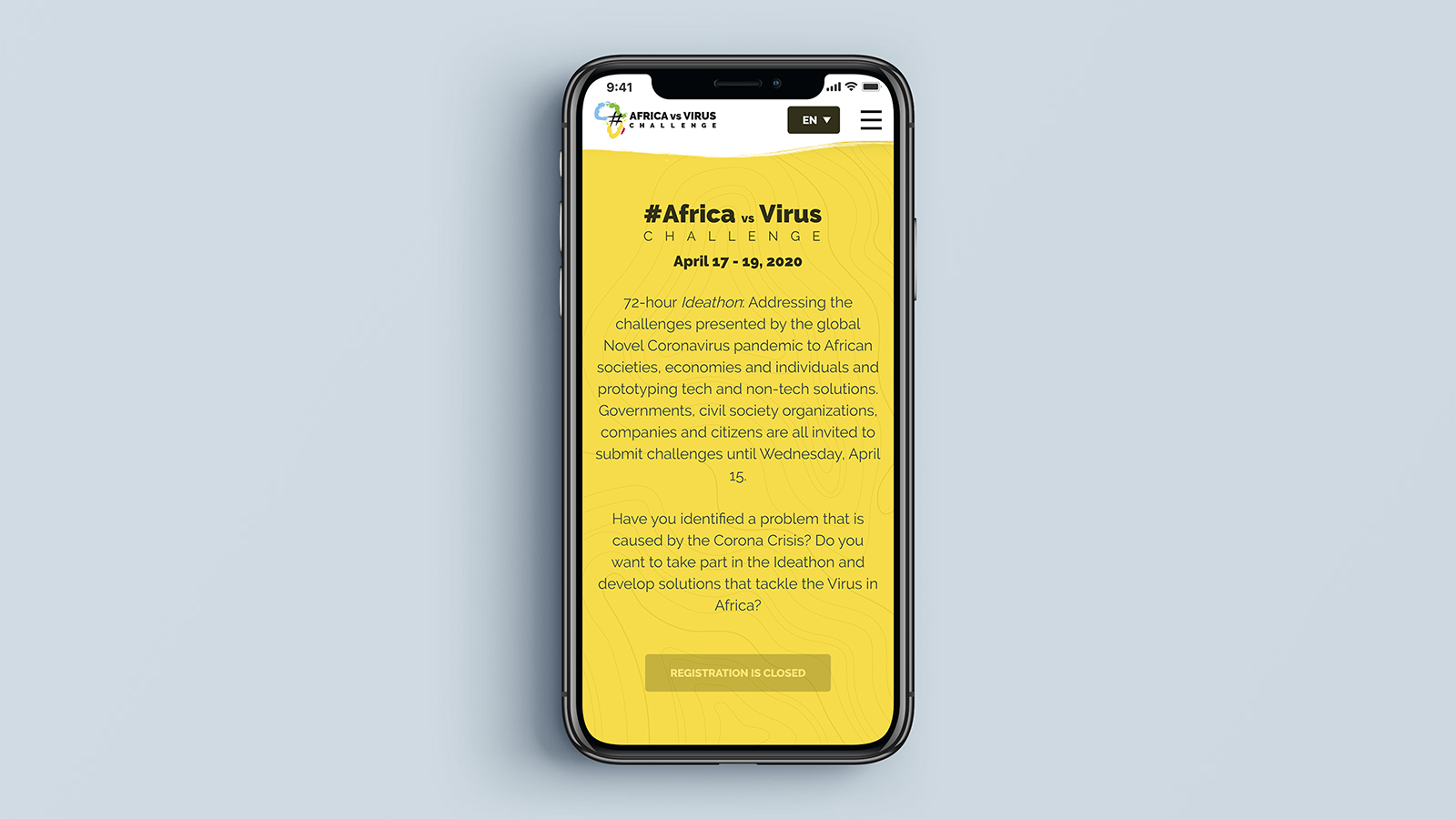 AfricaVsVirus Challenge – Mobile view
