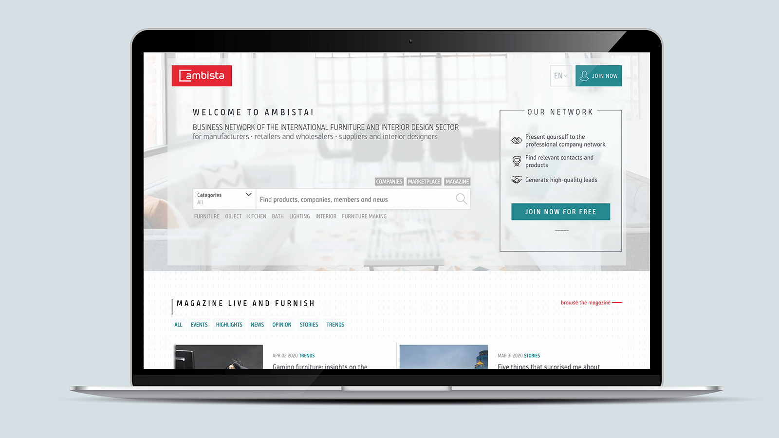 Ambista – Laptop view