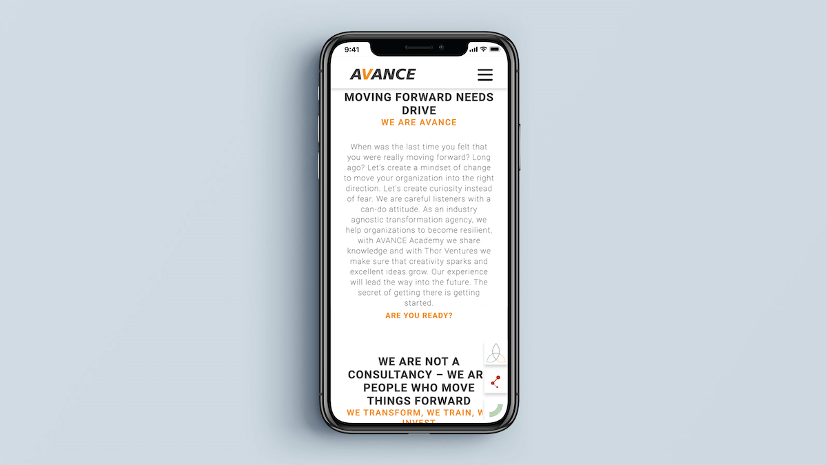 Avance – Mobile view