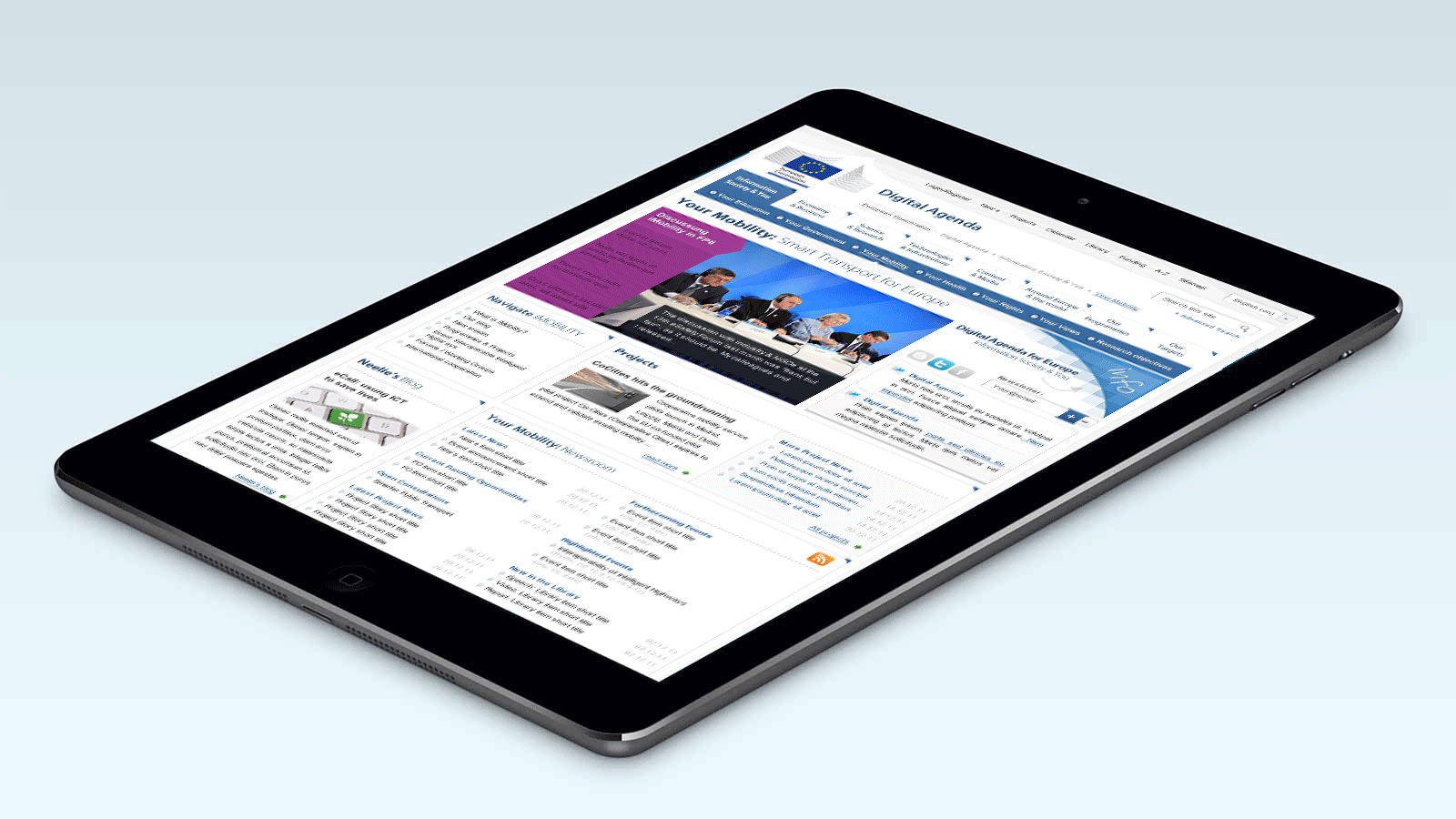 Digital Agenda for Europe – Tablet view