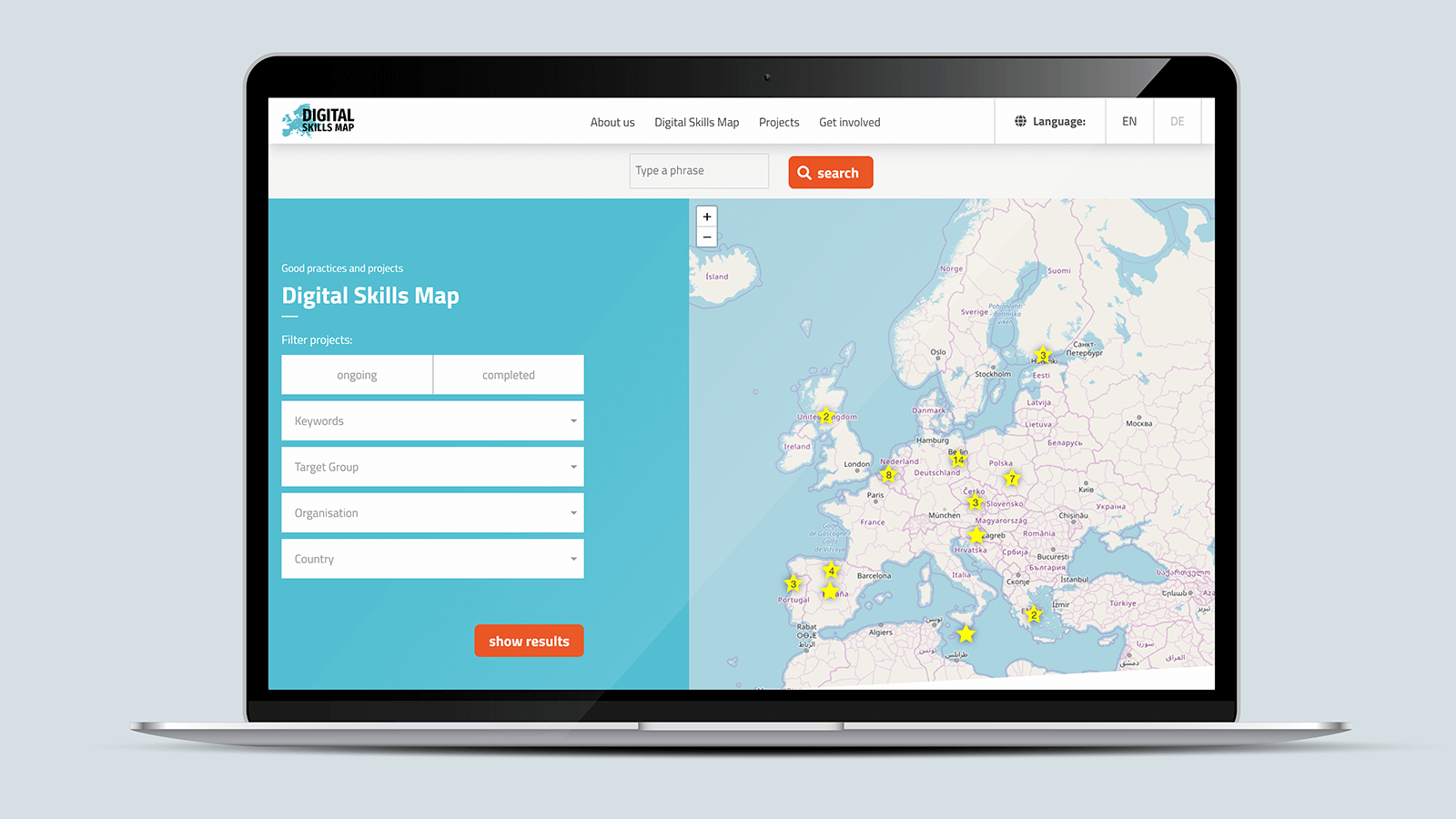 Digital Skills Map – Laptop view