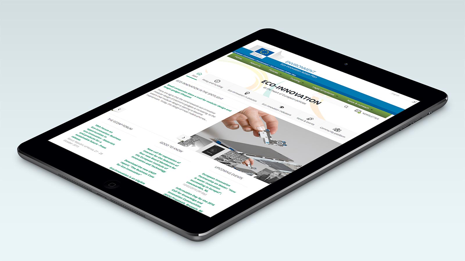 Eco-Innovation Action Plan – Tablet view