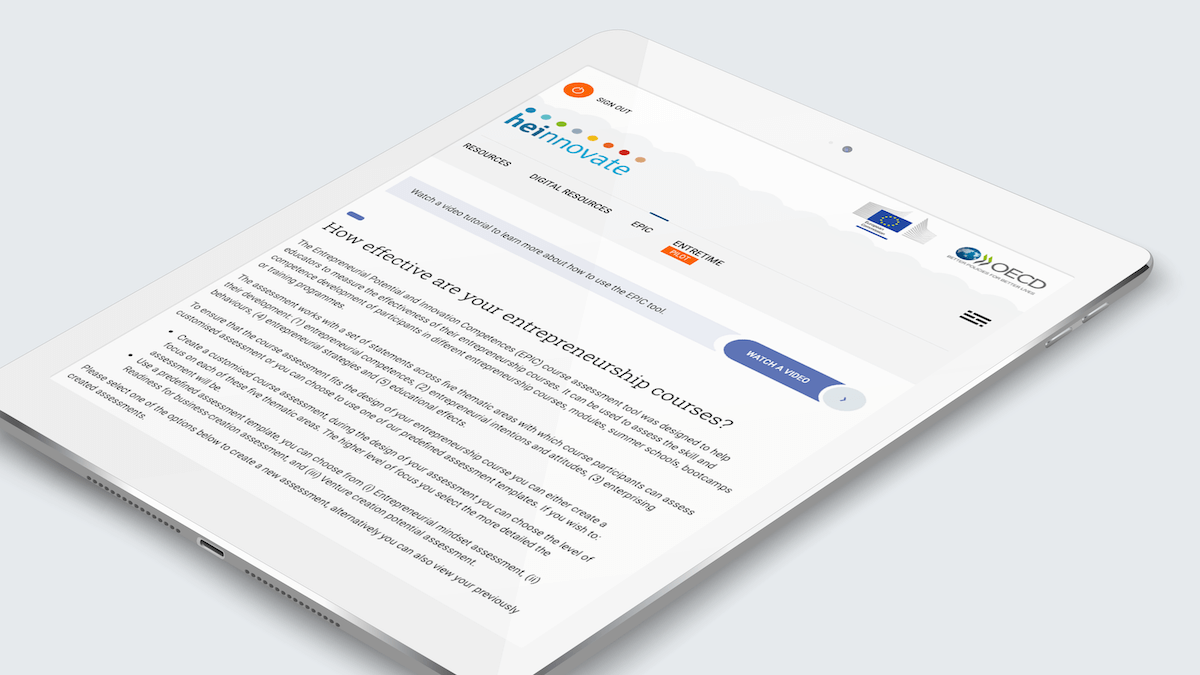 Entrepreneurial Potential and Innovation Competences – Tablet view