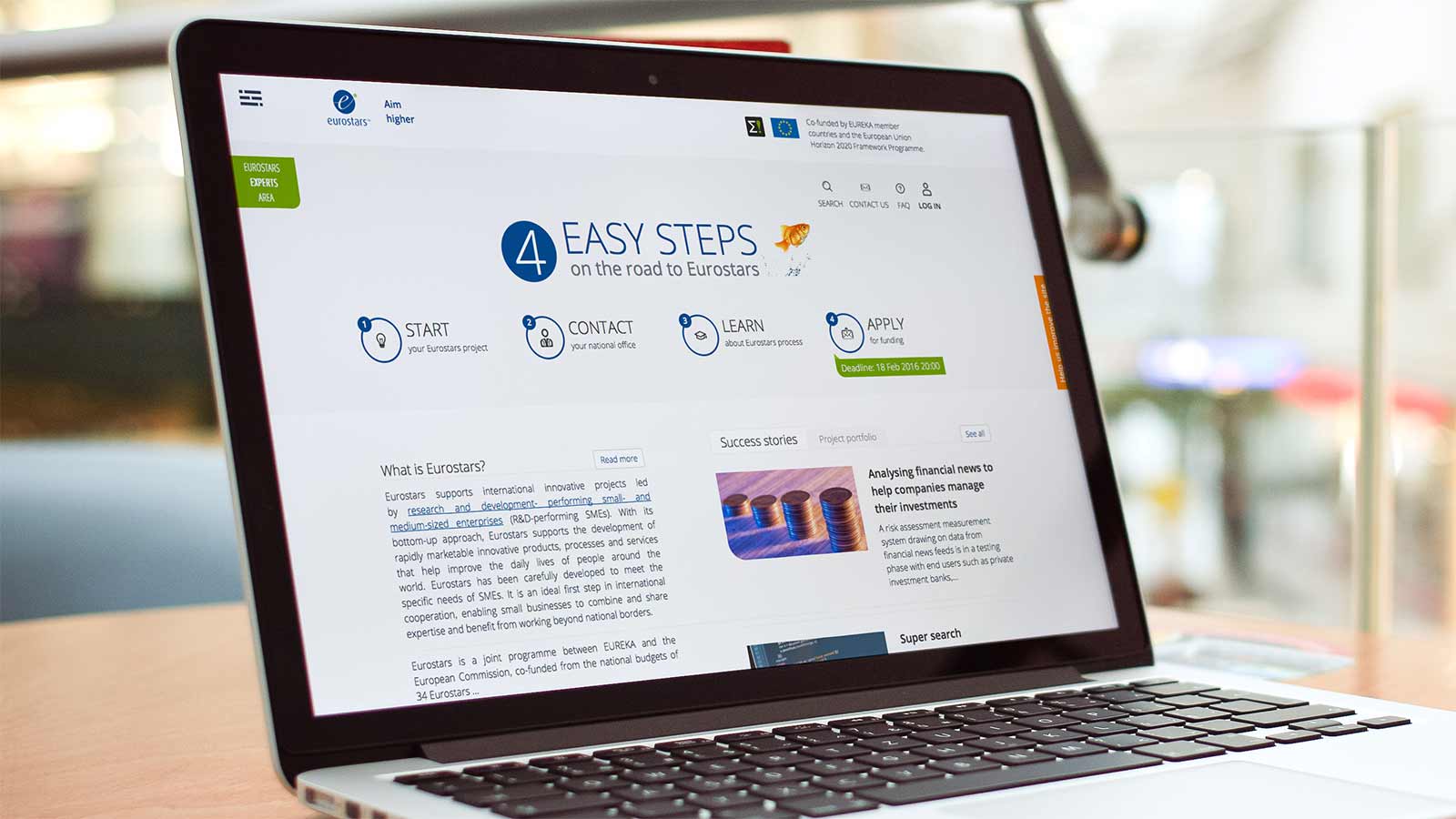 Eurostars – Laptop view