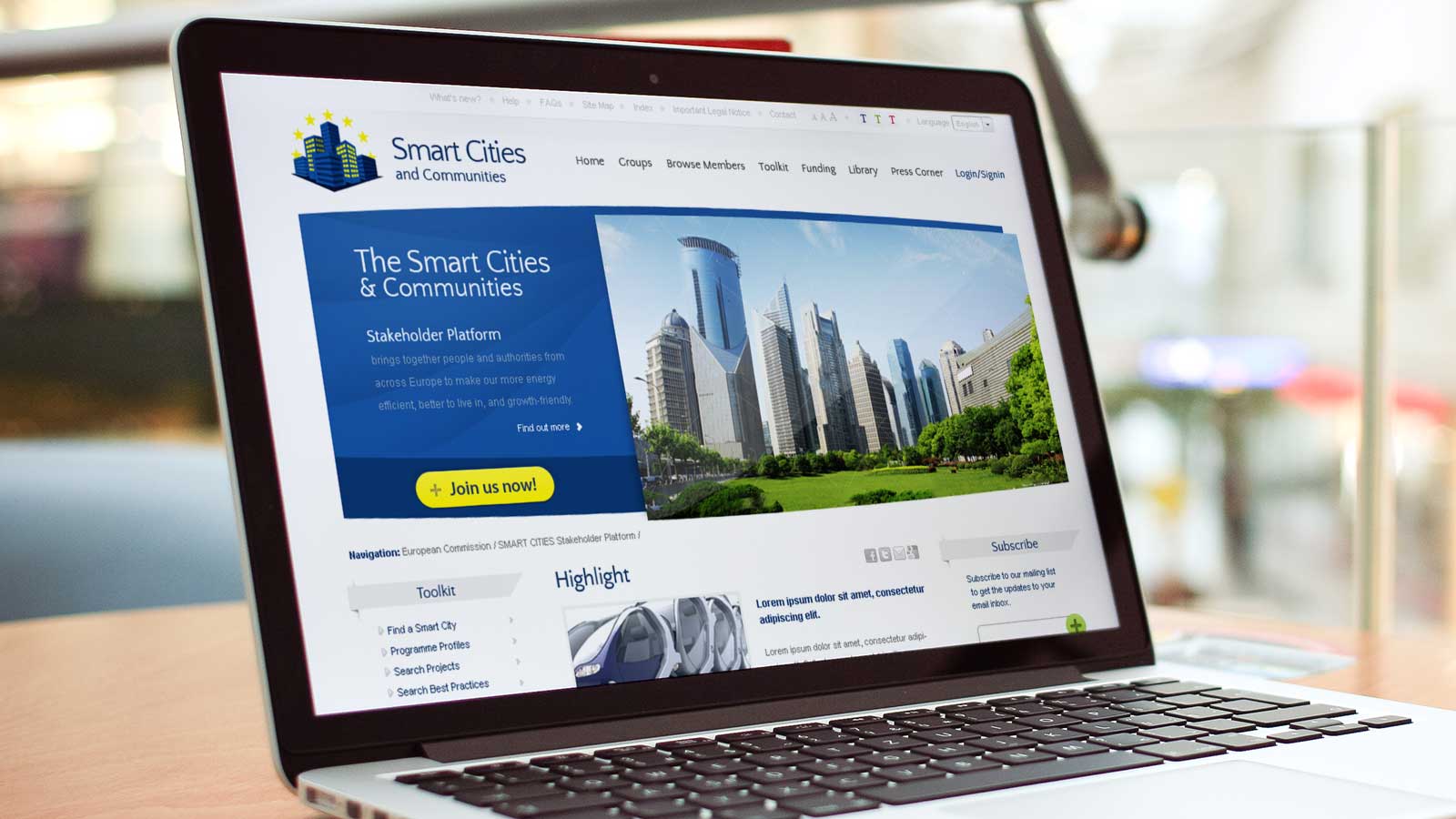 EU Smart-Cities – Laptop view