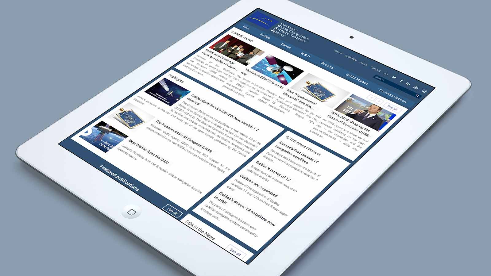 GNSS Agency – Tablet view
