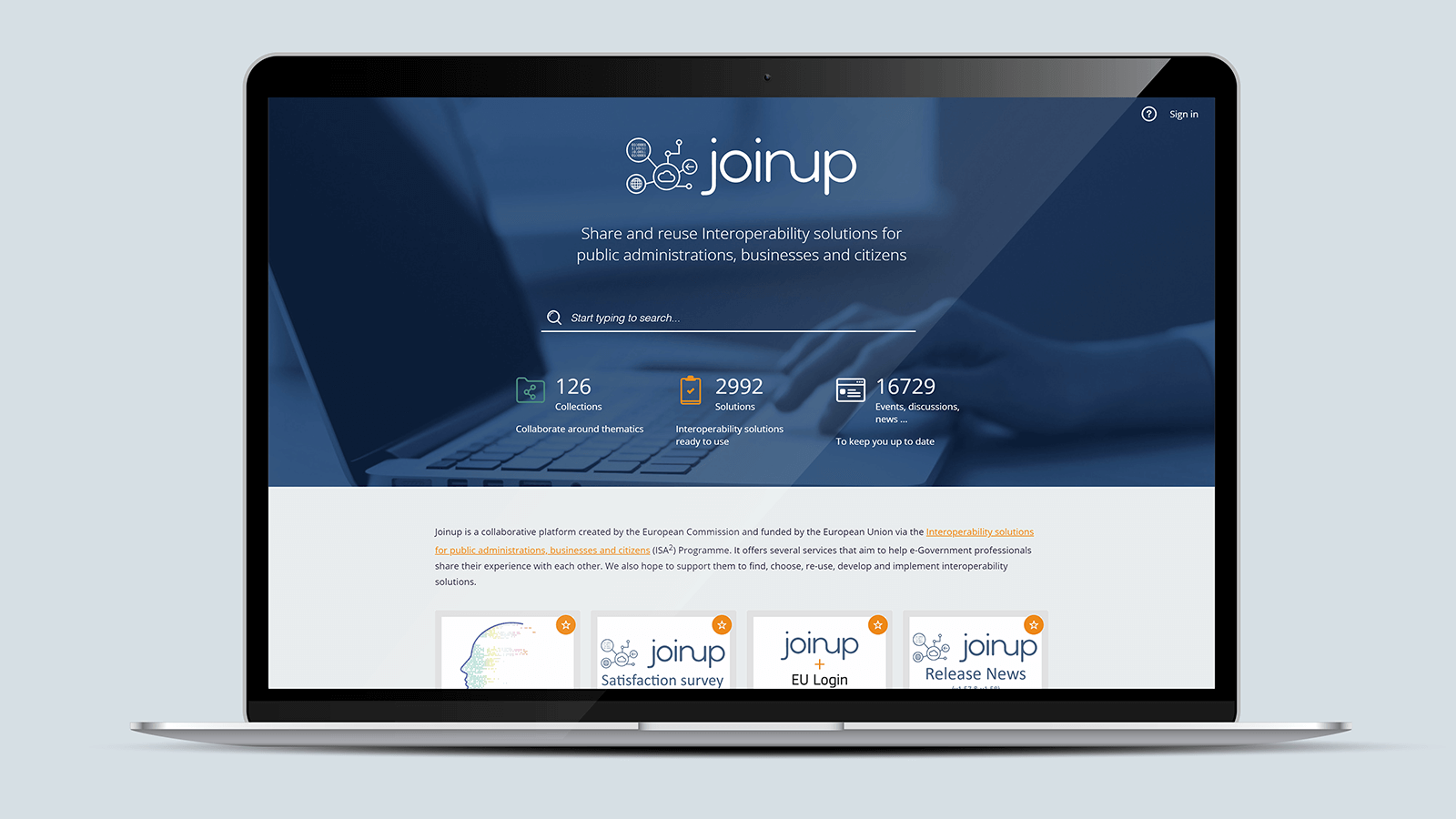 Joinup – Laptop view
