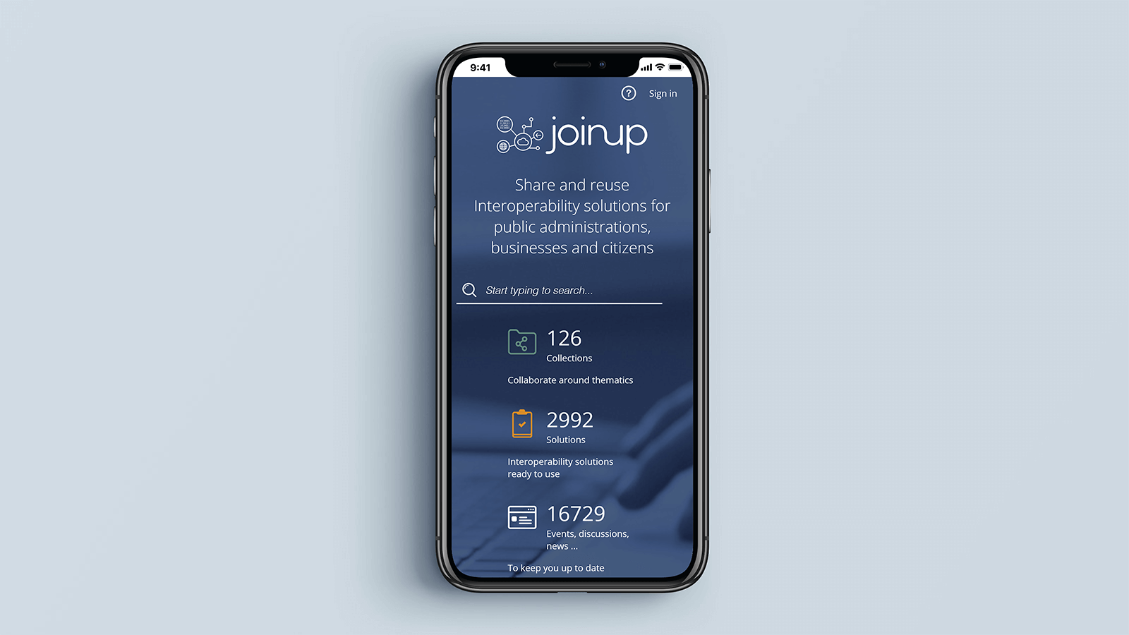 Joinup – Mobile view