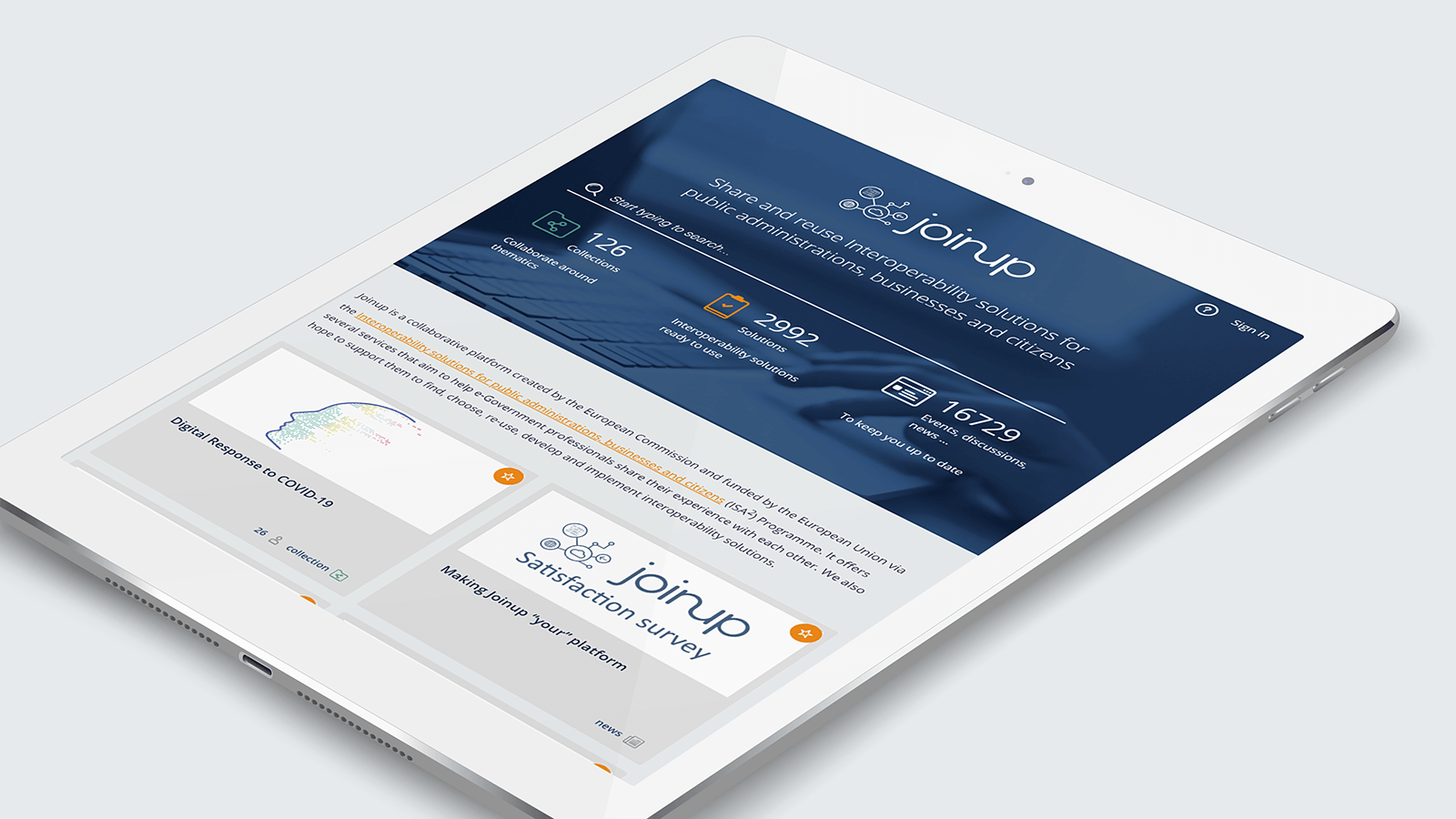 Joinup – Tablet view