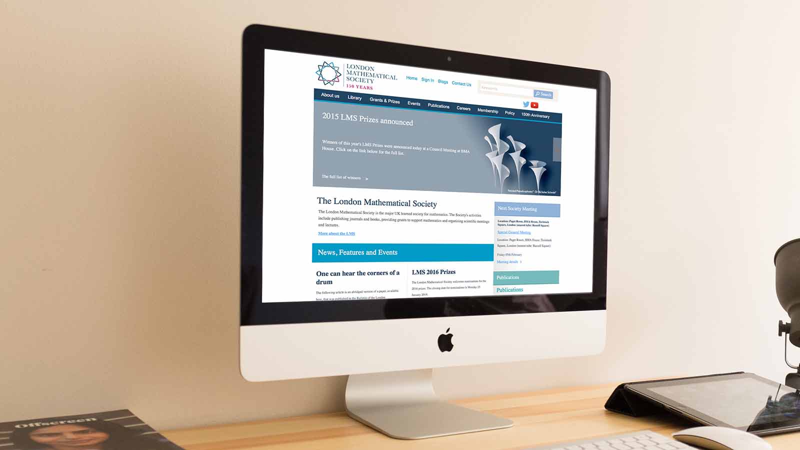 London Mathematical Society – Desktop view