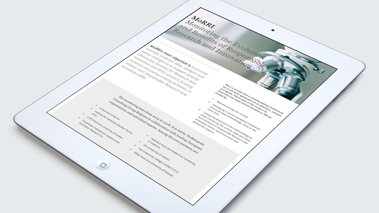 MoRRI – Tablet view