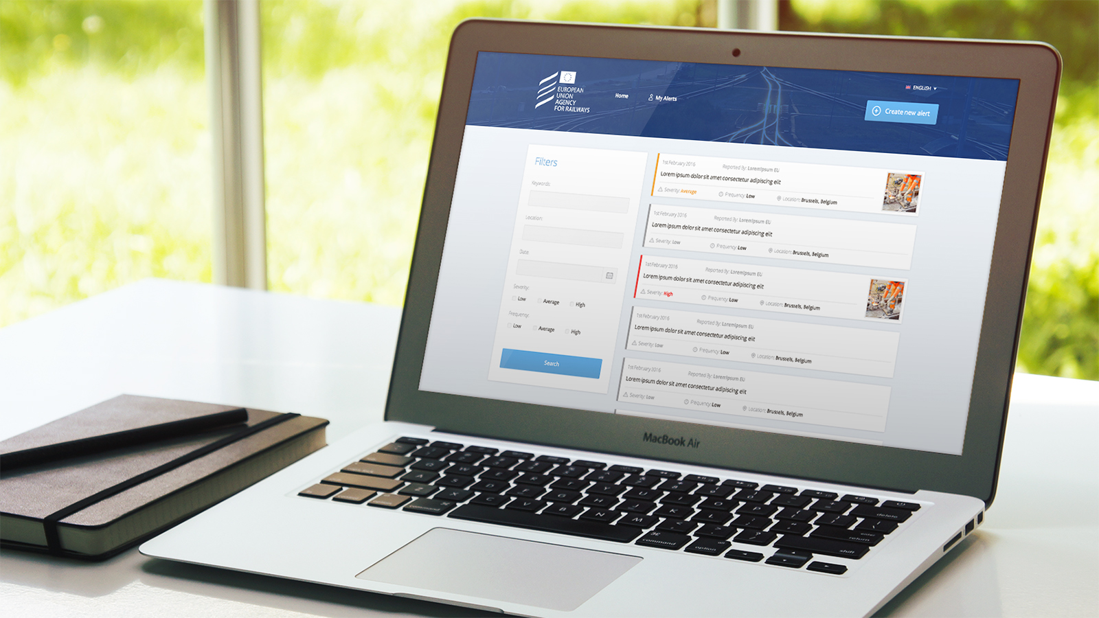European Union Agency for Railways SAIT – Laptop view