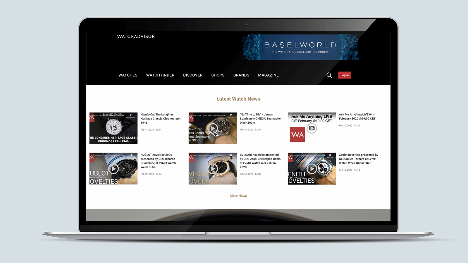Watchadvisor – Laptop view
