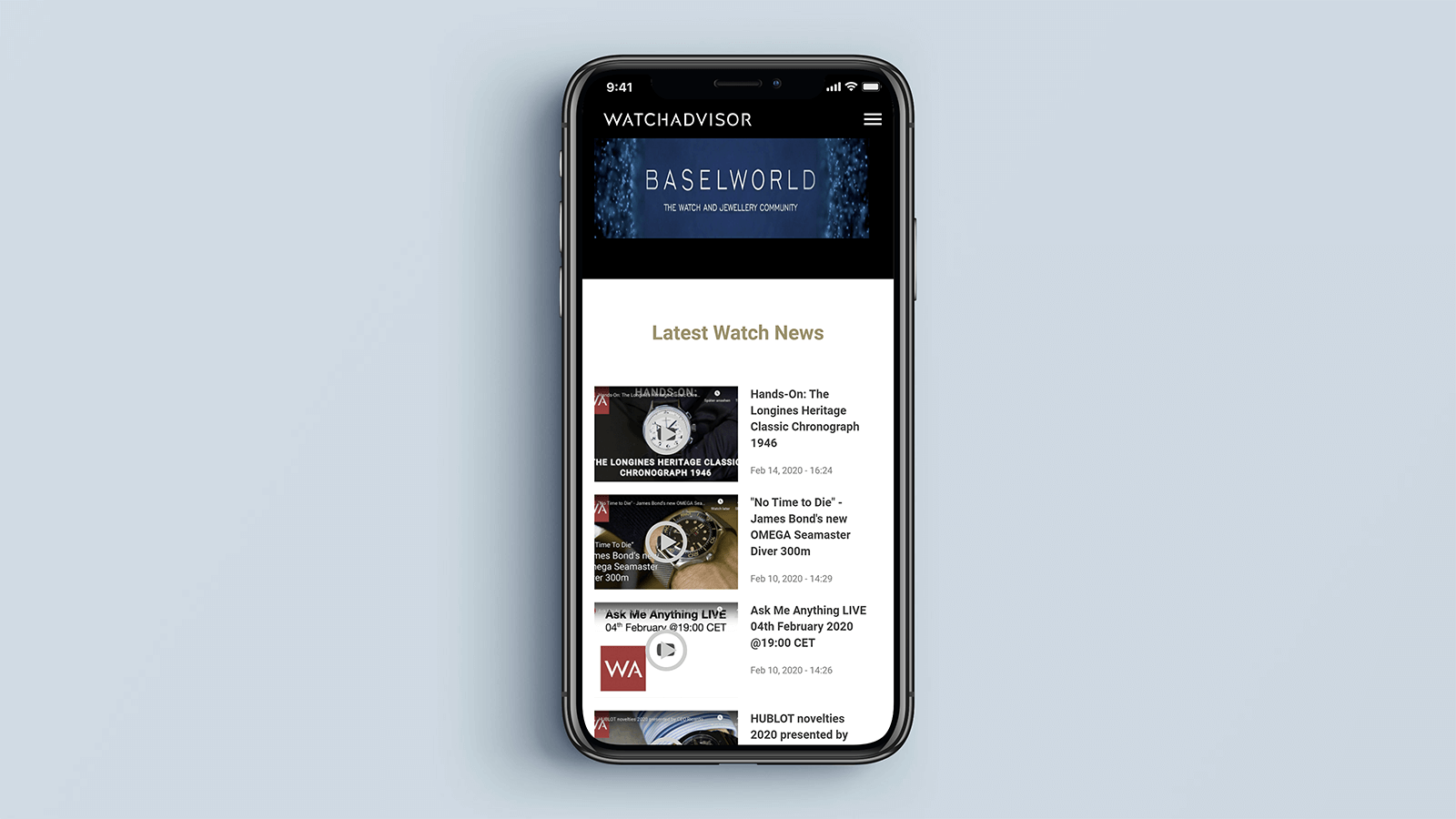 Watchadvisor – Mobile view